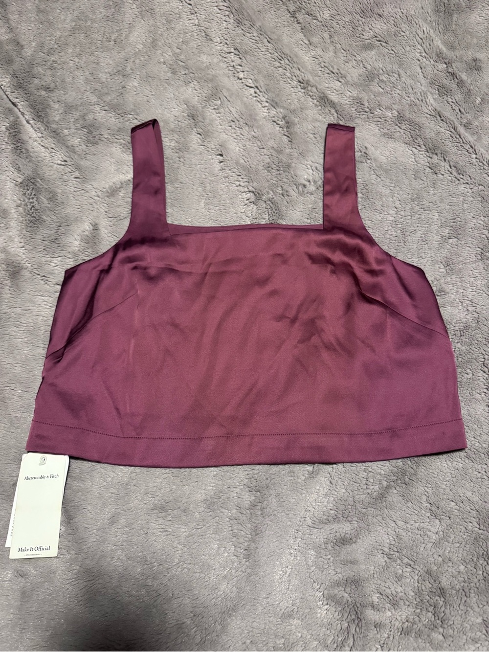 Abercrombie & Fitch Square Neck Satin Crop Tank